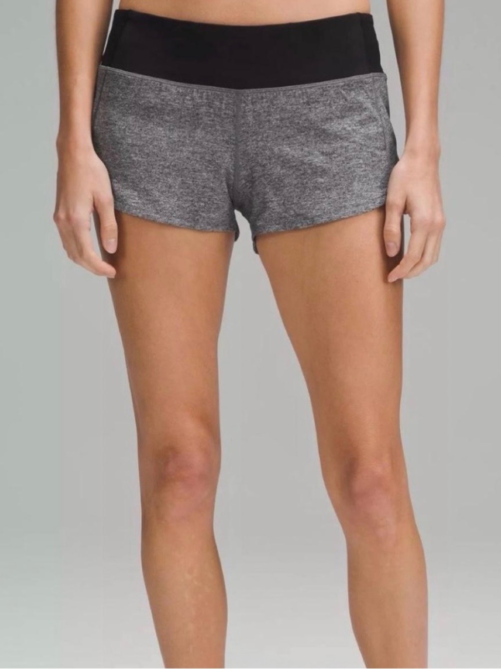 lululemon athletica Black Waistband Heather Gray Athletic Shorts